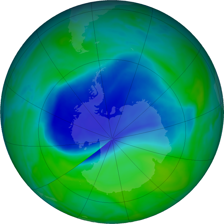 Antarctic ozone map for 11 December 2021